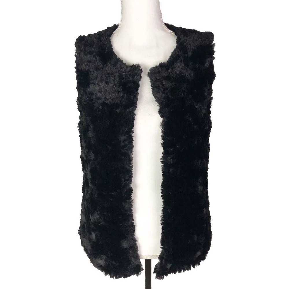 Anthropologie Dylan Vest Women's‎ Size S Black Jacket Faux Fur Boho